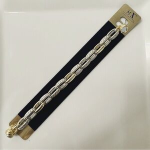 14K Gold Plated Woven Gold & Silver Bracelet - Magnetic Closure